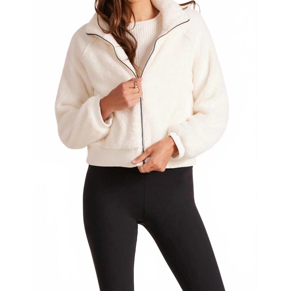 NEW BOBI zip up raglan jacket with pockets in soft white